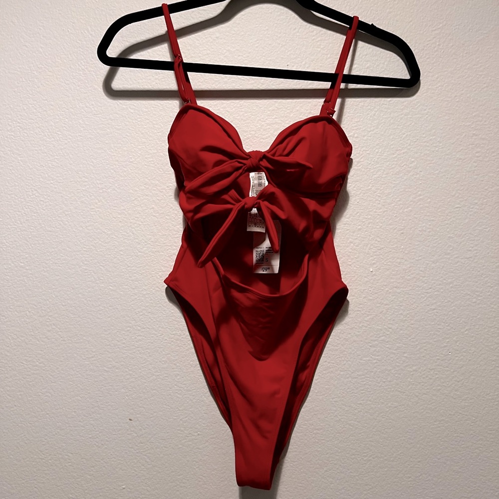 FOREVER 21 Red Bikini with Bow Front - S